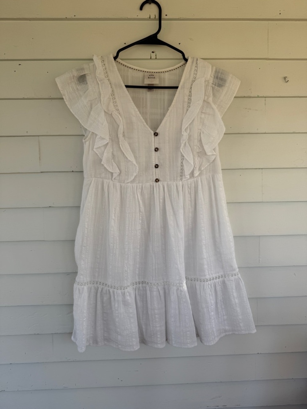 Knox Rose White Ruffle Button-Front Mini Dress